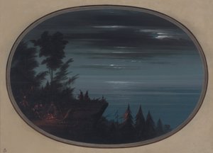 Villaggio di Nayas di notte, 1855-1869 da George Catlin