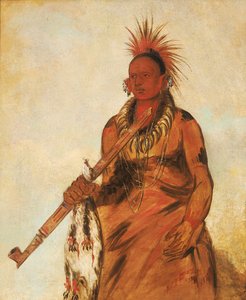 No-o-mún-nee, Cammina nella pioggia, un guerriero, 1832 da George Catlin