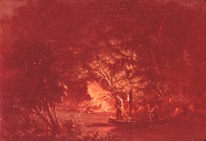 Salmone Ojibwe alla luce delle fiaccole da George Catlin