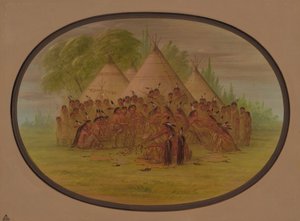 Danza della pipa - Assinneboine, 1861-1869 da George Catlin