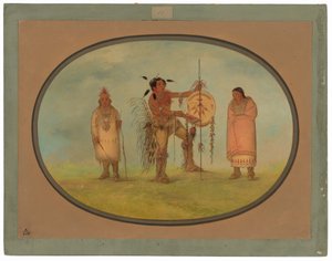 Guerriero Saukie, sua moglie e un ragazzo da George Catlin