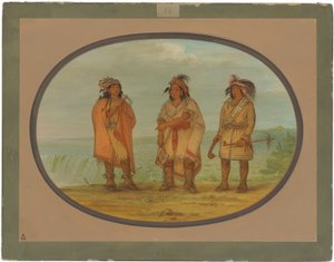 Capo Seneca, Giacca Rossa, con due guerrieri da George Catlin