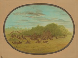 Finta battaglia dei Comanche, 1861-1869 da George Catlin