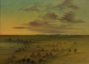 Villaggio Sioux - Lac du Cygne da George Catlin