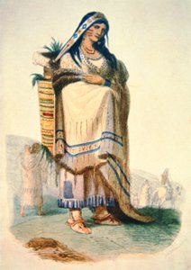 Madre Sioux con bambino in una culla da George Catlin