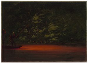Pesca con la lancia alla luce delle torce sul Rio delle Amazzoni da George Catlin
