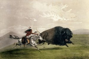 La caccia al bufalo "Singling Out", pub. da Currier e Ives da George Catlin