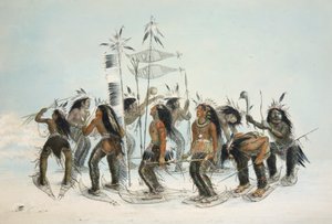 La danza delle racchette da neve, pub. 1845 litografia a colori da George Catlin