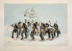 La danza delle racchette da neve, pub. 1845 litografia a colori da George Catlin