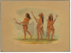 Tre celebri giocatori di palla - Choctaw, Sioux e Ojibbeway da George Catlin