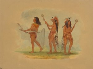 Tre celebri giocatori di palla - Choctaw, Sioux e Ojibbeway da George Catlin
