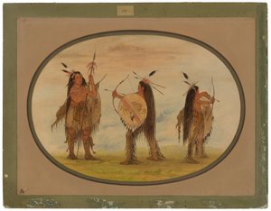 Tre guerrieri Mandan armati per la guerra da George Catlin