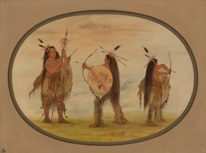 Tre Guerrieri Mandan Armati per la Guerra, 1861-1869 da George Catlin