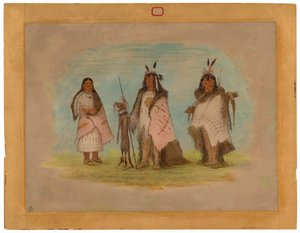 Due guerrieri Piedi Neri e una donna da George Catlin