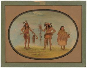 Due Guerrieri Ojibbeway e una Donna da George Catlin