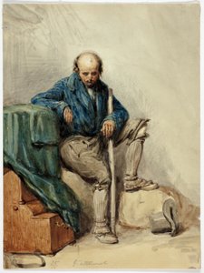 Uomo calvo seduto su beni (recto); Signora in abito giallo (verso)