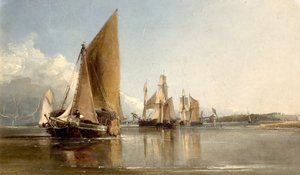 Barche che entrano nel Medway da George Chambers