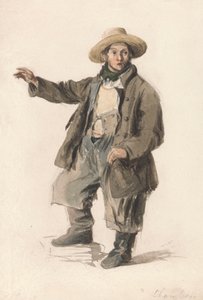 Portatore di pesce con cappello di paglia