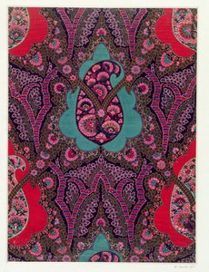 Disegno di tessuto per scialli Paisley, c.1871