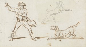 Un uomo che lancia una palla a un cane da George Chinnery