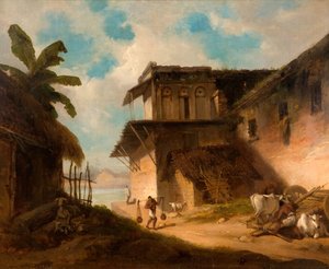 Scena di un villaggio del Bengala, 1821 da George Chinnery