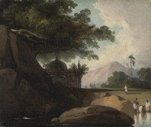Paesaggio indiano con tempio