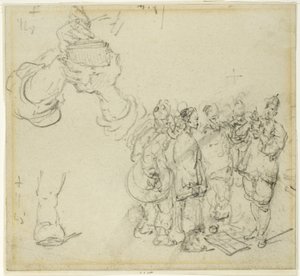 Foglio di studi: Mani e gruppo di figure orientali