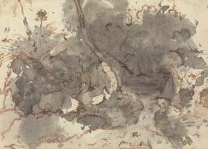 Edificio di paglia in un bosco da George Chinnery