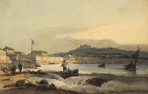 La Praya Grande, Macao, dal sud, con il Forte di San Pietro a sinistra, 1830-1845