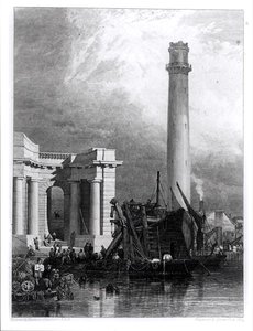 La Torre del Colpo e il Ponte di Waterloo, inciso da G. Cooke da George Clarkson (after) Stanfield