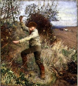 Ragazzo che taglia una siepe, 1890 da George Clausen