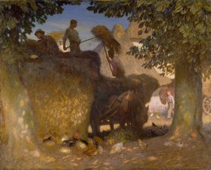 Costruendo il pagliaio, 1907 da George Clausen