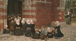 Messa solenne in un villaggio di pescatori sullo Zuiderzee, Olanda, 1876, c. 1930 da George Clausen