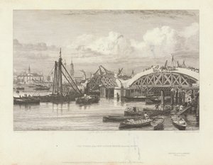 I lavori del nuovo ponte di Londra da George Cooke