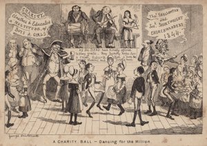 Un ballo di beneficenza - ballare per il milione; caricatura da George Cruikshank