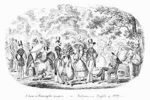 Una scena nei giardini di Kensington, o mode e paure del 1829 da George Cruikshank