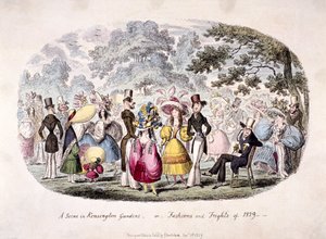 Una scena nei Kensington Gardens - o - moda e paure del 1829 da George Cruikshank