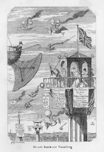 Viaggi aerei - ovvero anticipazione del futuro del volo nel 1843 da George Cruikshank