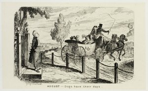 Agosto - I cani hanno i loro giorni dalle acqueforti di George Cruikshank a The Comic Almanacks: 1835-1853