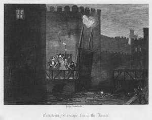 La fuga di Courtenay dalla Torre da George Cruikshank