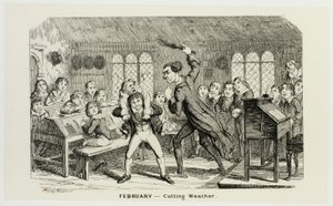 Febbraio - Il tempo tagliato dalle acqueforti di George Cruikshank per The Comic Almanacks: 1835-1853