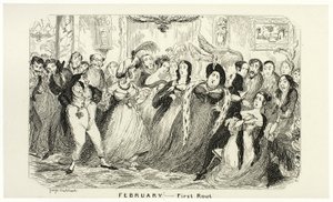Febbraio - Prima stesura delle acqueforti di George Cruikshank in The Comic Almanacks: 1835-1853