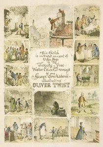Illustrazione per la pagina del titolo "Oliver Twist" da George Cruikshank