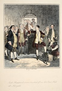 Le catene di Jack Sheppard rimosse nella Sala di Pietra a Newgate, illustrazione da Jack Sheppard: Un romanzo di William Harrison Ainsworth, pubblicato 1839 da George Cruikshank
