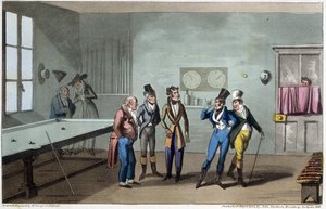 Gli uomini nella sala da biliardo - in "La vita a Parigi" di David Carey, ill. di G. Cruikshank, Londra da George Cruikshank