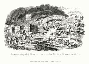 Londra che esce dalla città, o la Marcia dei Mattoni e della Malta (incisione)