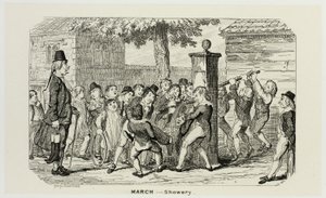 Marzo - Showery dalle acqueforti di George Cruikshank per The Comic Almanacks: 1835-1853 da George Cruikshank