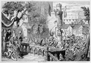 Mascherata nel giardino del palazzo della Torre di Londra, 1840 da George Cruikshank