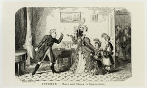 Ottobre - Marte e Venere in opposizione dalle acqueforti di George Cruikshank per The Comic Almanacks: 1835-1853 da George Cruikshank
