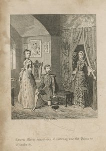 La regina Maria sorprende Courtenay e la principessa Elisabetta da George Cruikshank
